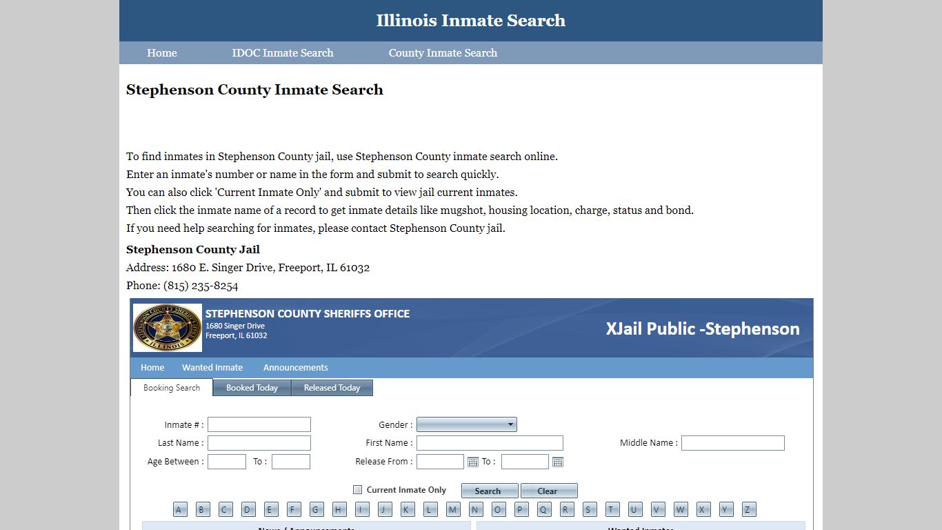Stephenson County Inmate Search