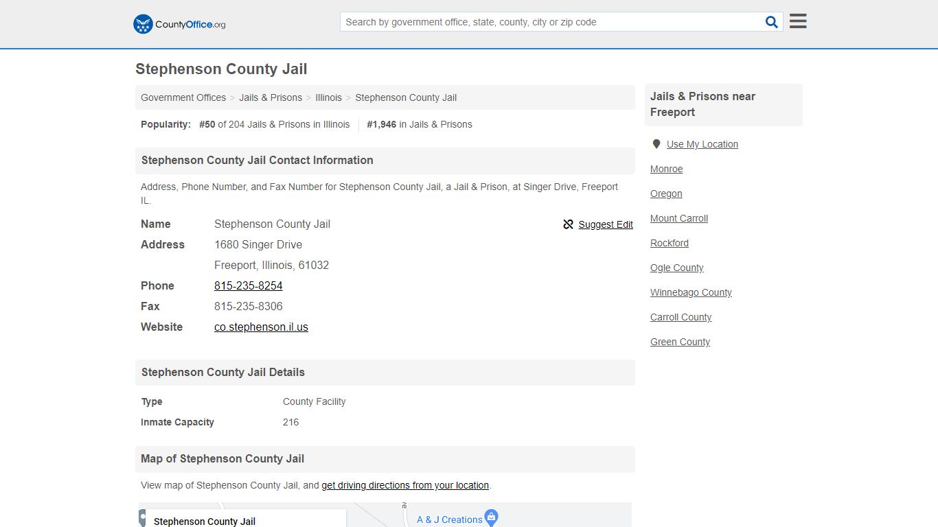 Stephenson County Jail - Freeport, IL (Address, Phone, and Fax)